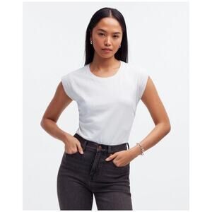 Madewell Side-Cinch Muscle Tee Eyelet White Small‎ NJ787 Casual Classic Basic